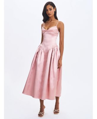  Tullia Satin Ruched Midi Dress