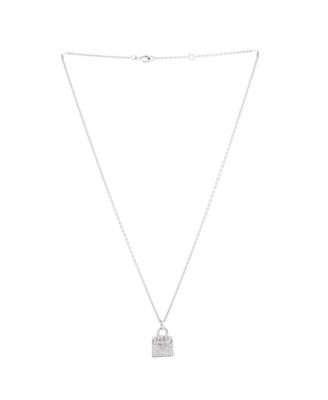 Birkin Amulette Pendant Necklace 18K White Gold and Diamonds, 15.5"