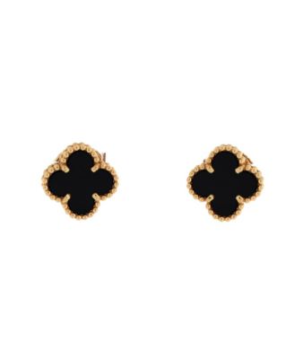  Sweet Alhambra Stud Earrings 18K Gold and Onyx