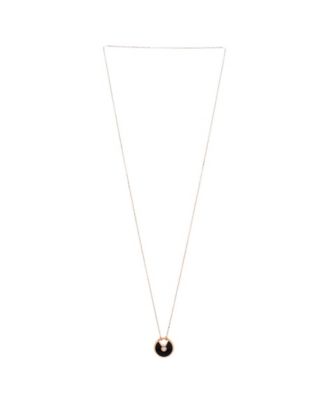  Small Amulette de Cartier Pendant Necklace 18K Rose Gold with Onyx and Diamond, 23"