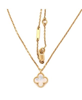  Sweet Alhambra Pendant Necklace 18K Gold and Mother of Pearl, 15.75"