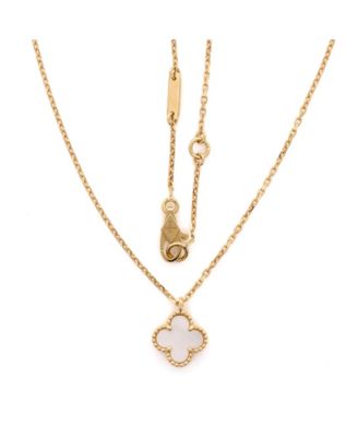  Sweet Alhambra Pendant Necklace 18K Gold and Mother of Pearl, 15.75"