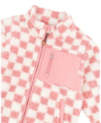 Girls' Long Sleeve Sherpa Jacket Checkerboard - Big Kid