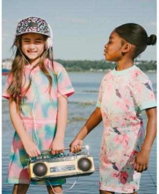 Girls' Mesh Short Sleeves Elastic Waist Flamingo Beach Dress - Big Kid