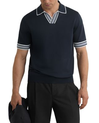 Open Collar Stripe Polo Shirt