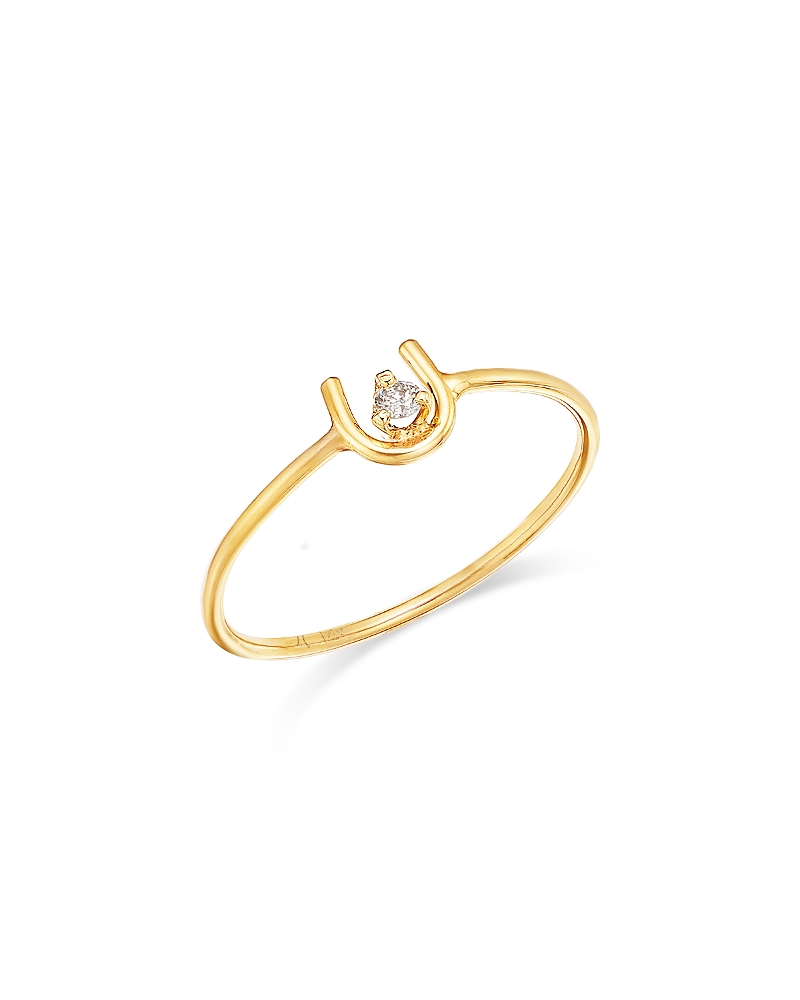 Zoe Chicco 14K Yellow Gold Prong Diamonds Horseshoe Wire Ring