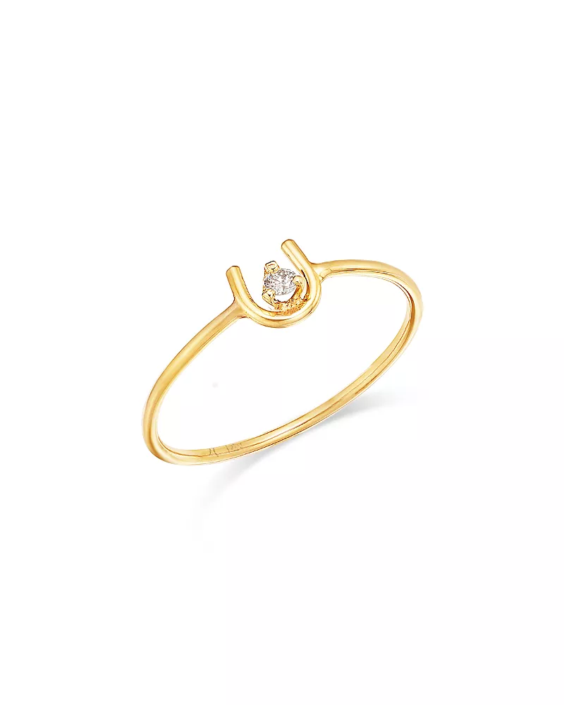Zoe Chicco 14K Yellow Gold Prong Diamonds Horseshoe Wire Ring