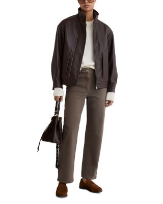 Selin Mid Rise Straight Ankle Jeans in Mocha Brown