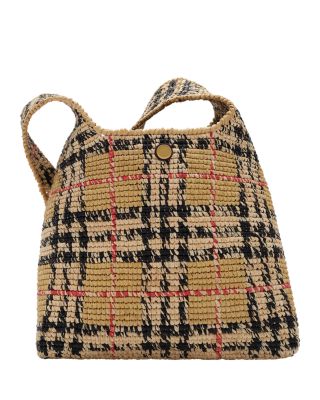 Margate Small Check Raffia Hobo Bag