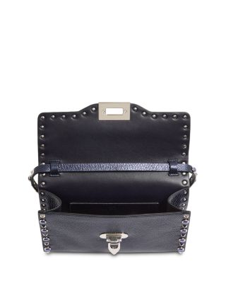 Small Rockstud & Rhinestone Leather Shoulder Bag