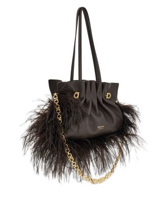 Soft Small Leather & Feather Bag