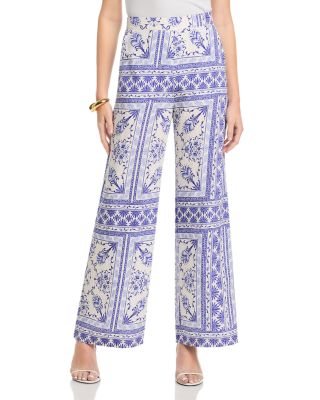 Floral Border Mosaic Halter Top & Wide Leg Pants Set -Exclusive