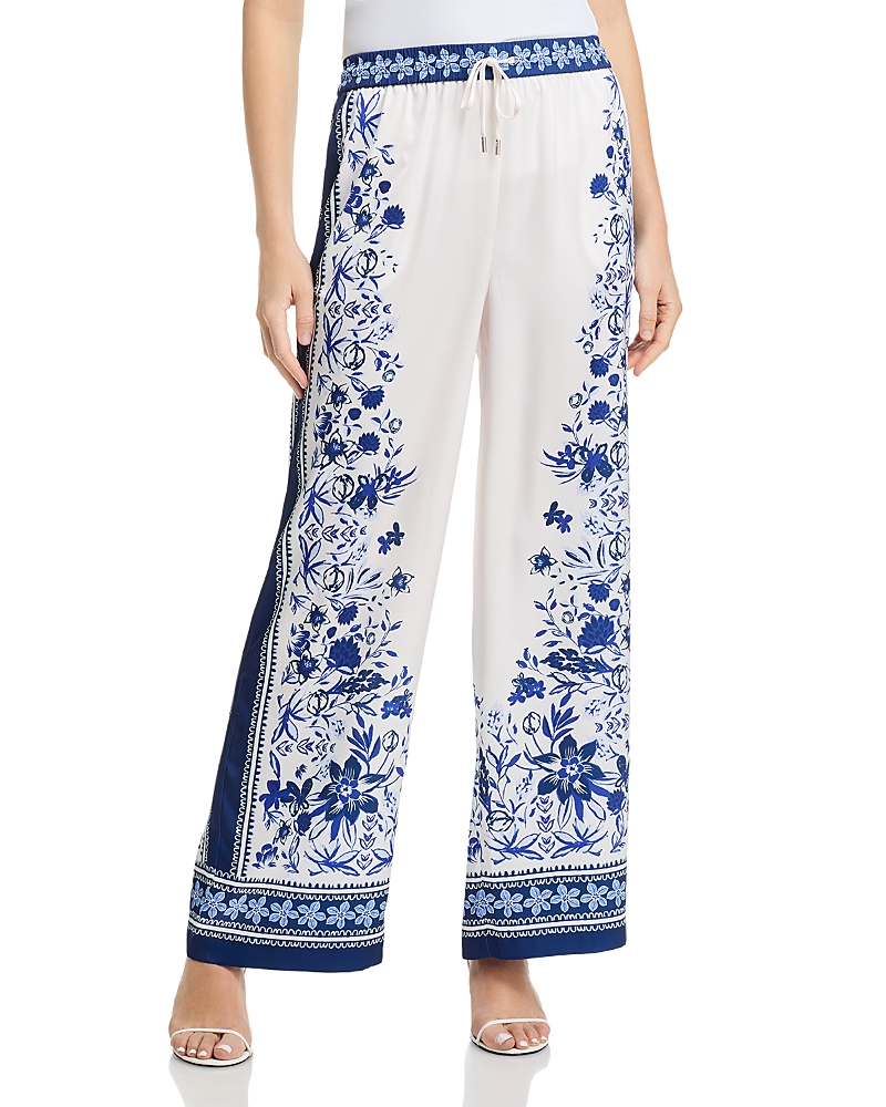 Aqua Floral Print Wide Leg Pants - Exclusive