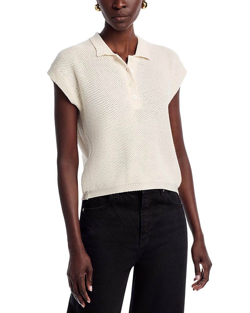 Majestic Filatures Knit Cap Sleeve Polo Top