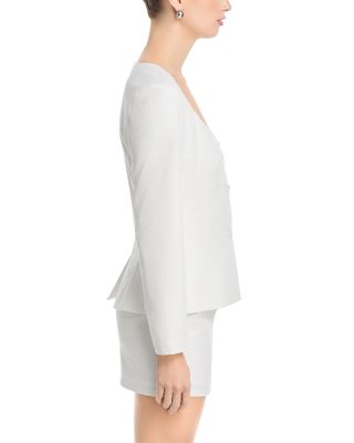 Linen Collarless Jacket & Mini Skirt Set - Exclusive