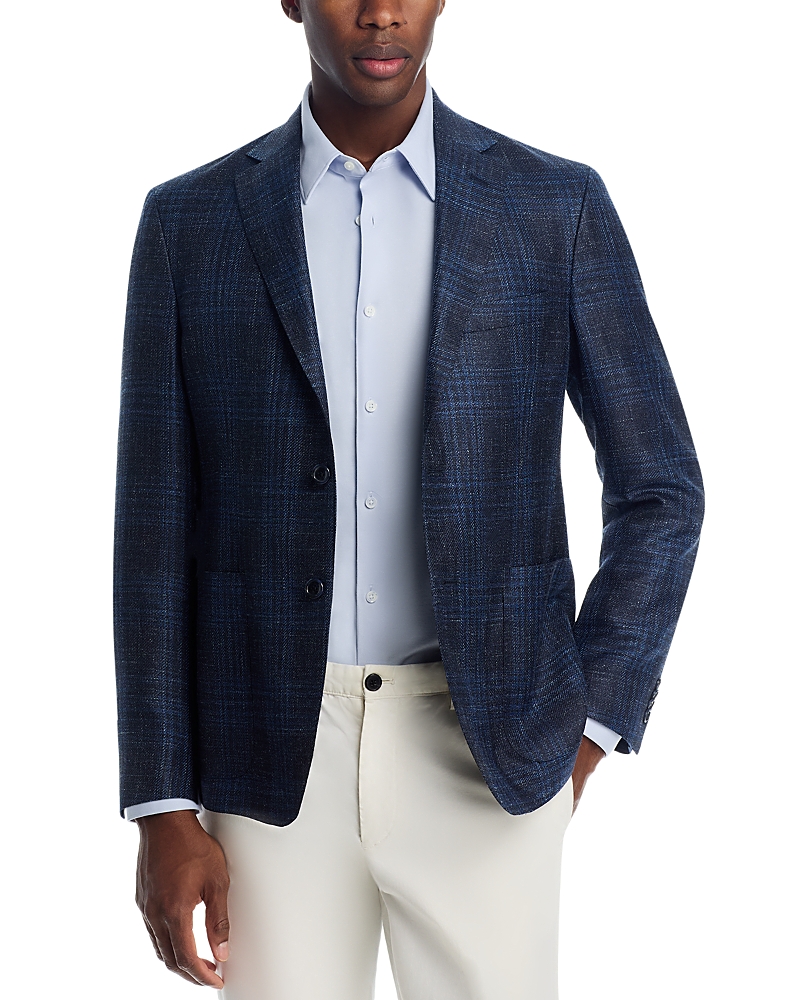 The Men's Store at Bloomingdale's Wool, Silk & Linen Plaid Unstructured Regular Fit Sport Coat - Exclusive