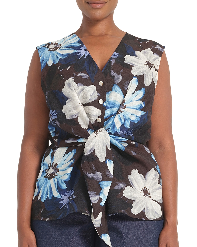 Estelle Plus Aveline Floral Tie Front Shirt