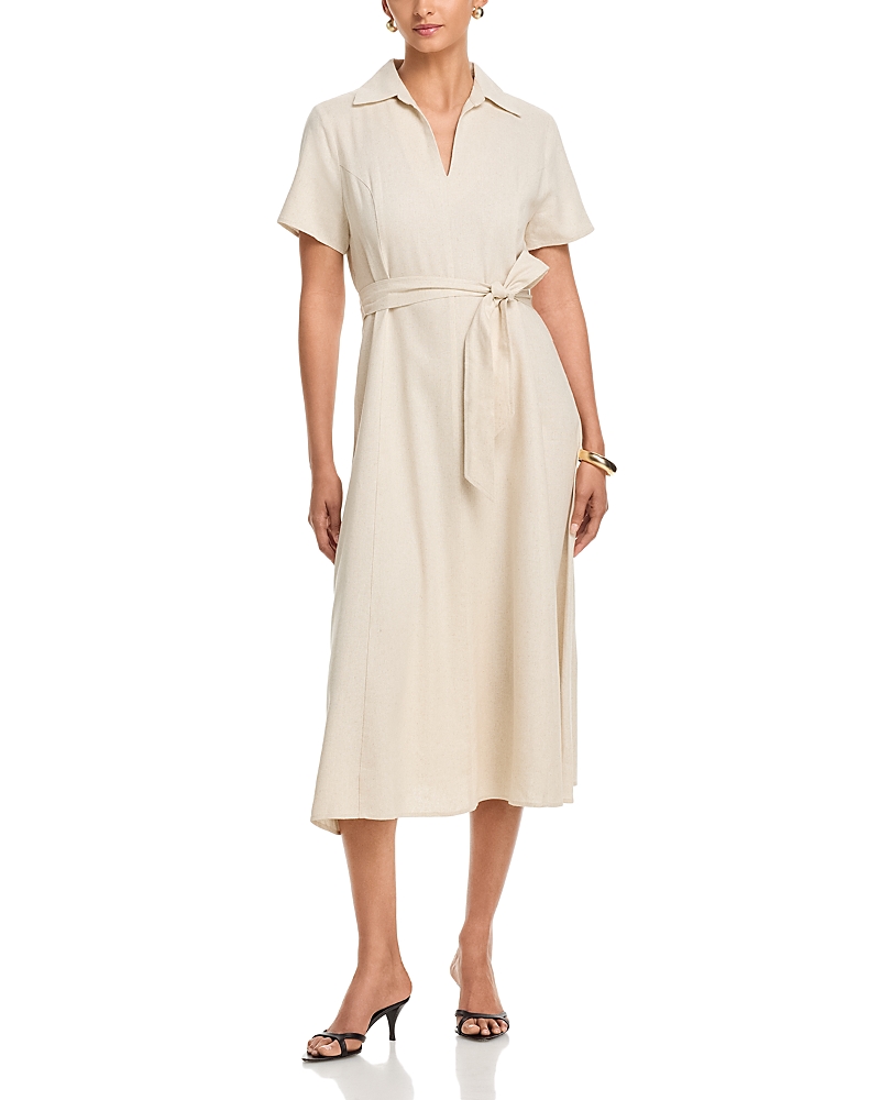 Single Thread Belted Short Sleeve Midi Dress