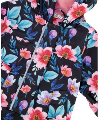 Girls' Mid-Season One-Piece Printed Flowers Outerwear with Hat - Baby