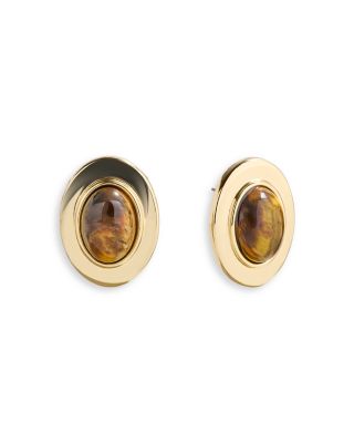 Samira Tiger's Eye Oval Stud Earrings