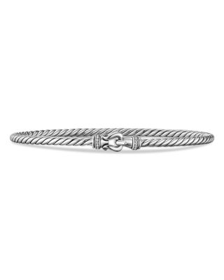 Micro Cable Flex&reg; Buckle Bracelet in Sterling Silver with Diamonds, 2.6mm