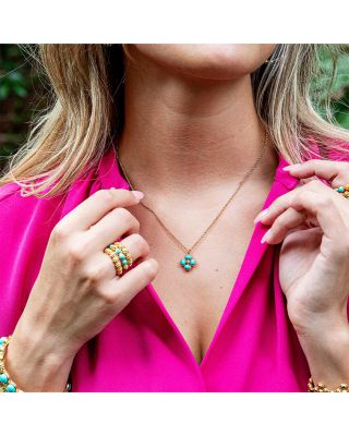 Berry Clover Turquoise Double Sided Charm Necklace, 16"