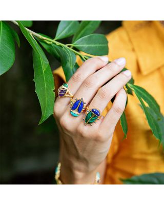 Lapis Lazuli & Malachite Scarab Grande Ring