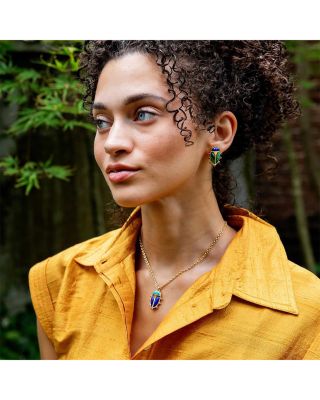 Turquoise & Lapis Lazuli Scarab Pendant Necklace, 16-18"