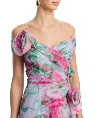 Organza Ruffled Rosette Gown