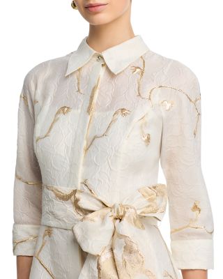 Metallic Jacquard Shirtwaist Gown