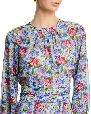 Chiffon Long Sleeve Pleated Gown