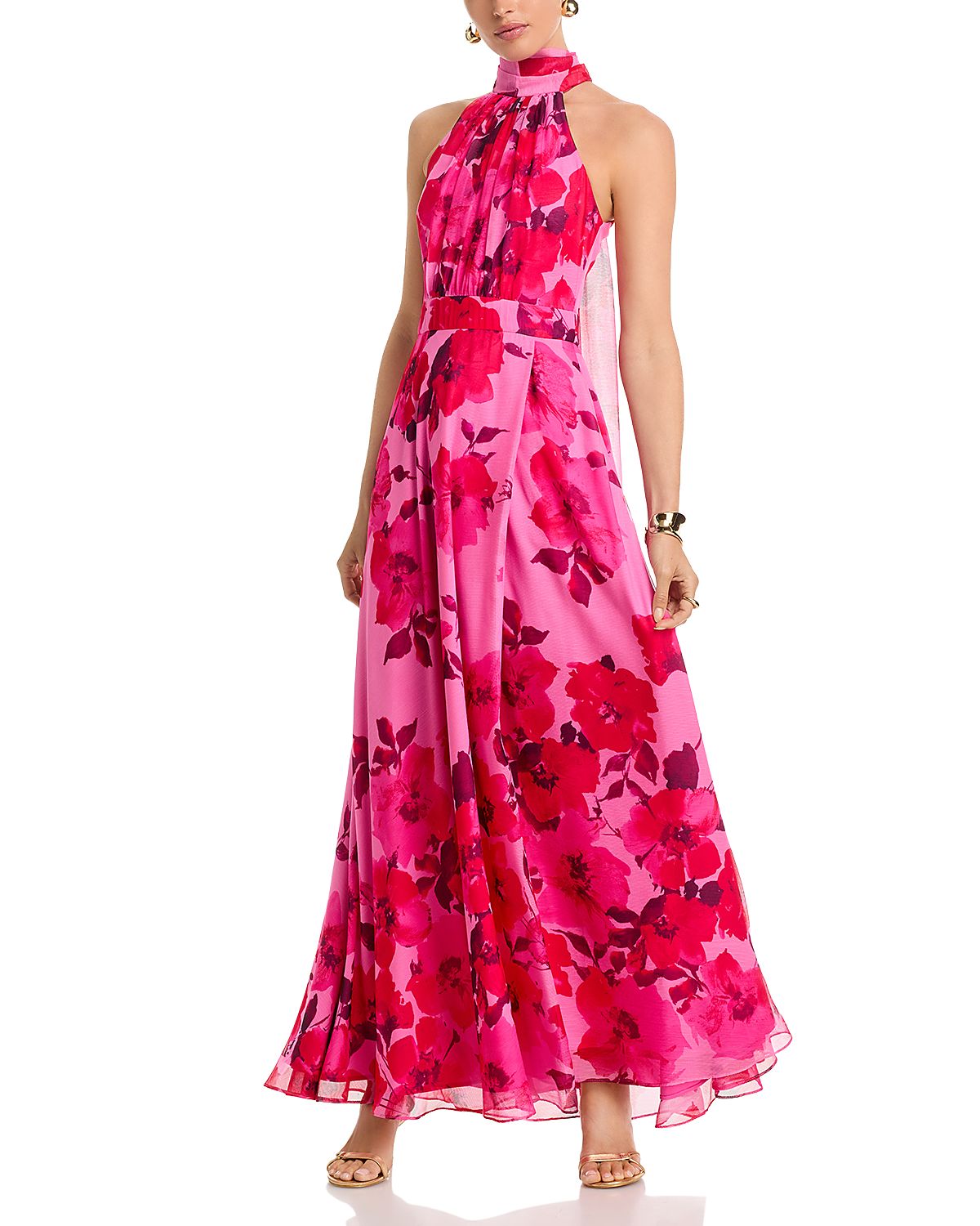 Aqua Floral Halter Neck Maxi Dress - Exclusive