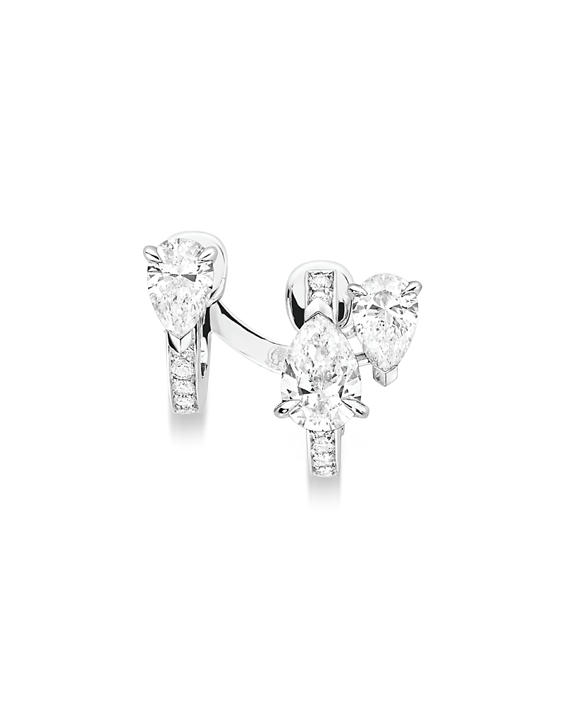 Repossi 18K White Gold Serti sur Vide Diamond Pear & Round Ear Cuff
