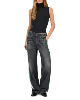 Miramar Terry High Rise Pull On Track Jeans in Washed Black
