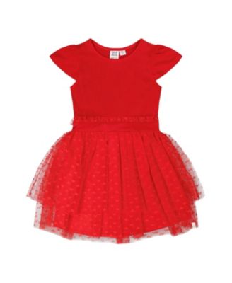  Girls' Short Sleeve Bi-Material Dress - Big Kid