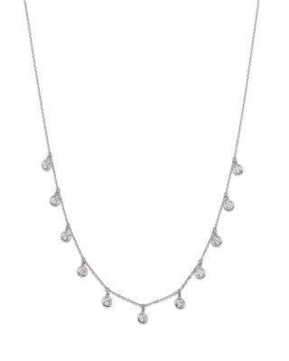 Diamond Station Droplet Collar Necklace in 14K Gold, 1.2 tcw