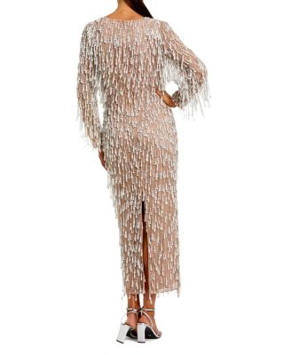 Long Sleeve Midi Dress with Embellished Fringe