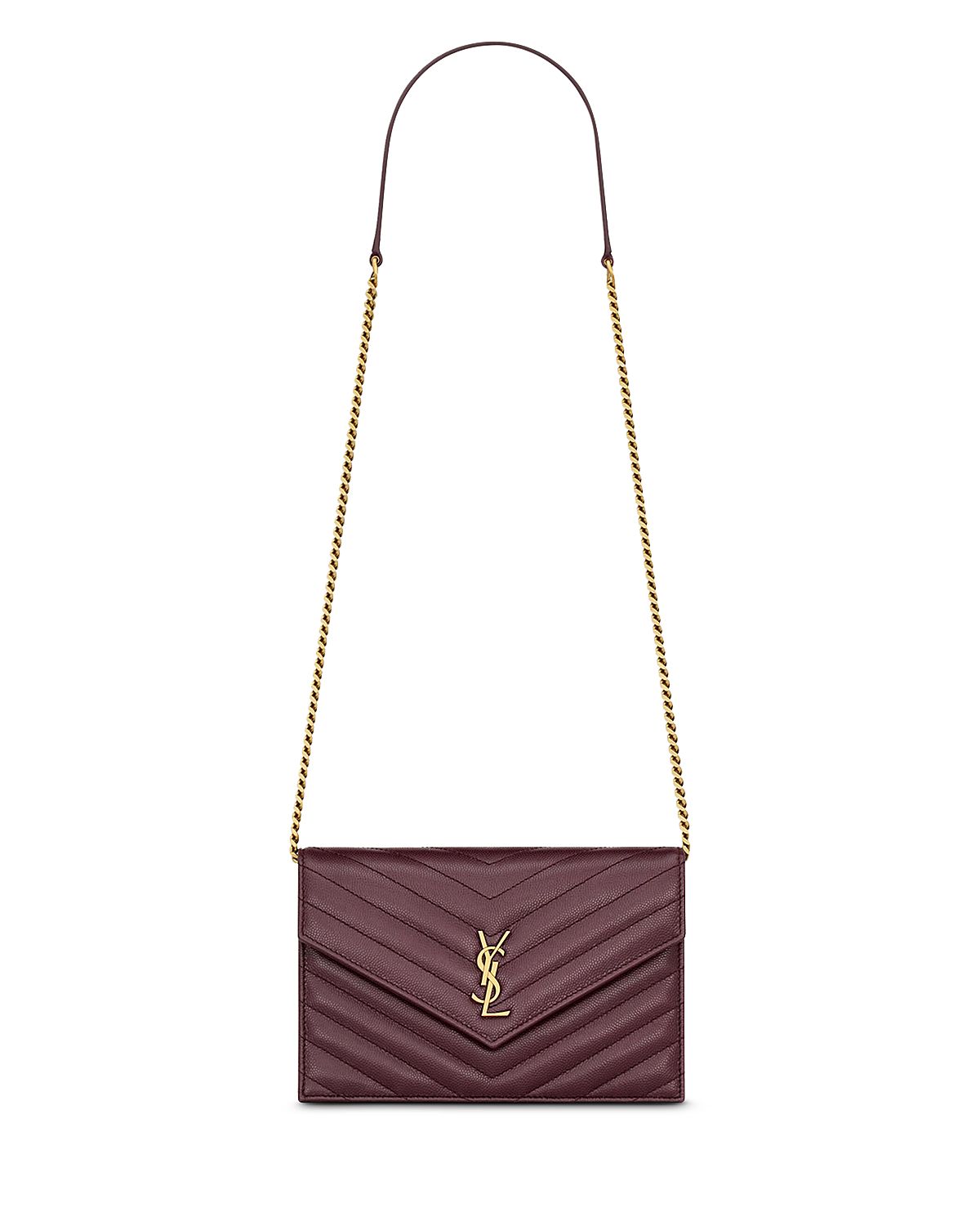 Saint Laurent Cassandre Matelasse Envelope Chain Wallet