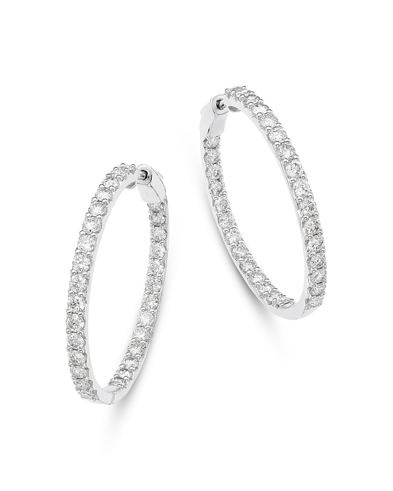 Bloomingdale's Fine Collection Diamond Inside Out Hoop Earrings in 14K White Gold, 5.0 tcw