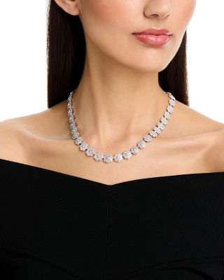 Luxe Collection Diamond Flower Collar Necklace in 14K White Gold, 12.0 tcw