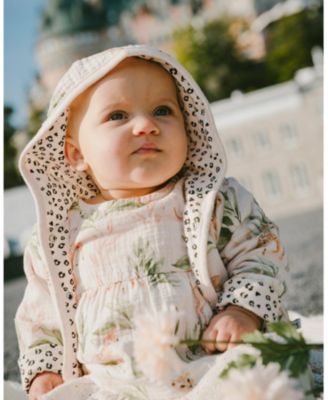 Girls' Muslin and Organic Cotton Jersey Reversible Deer and Leopard Printed Hooded Jacket - Baby
