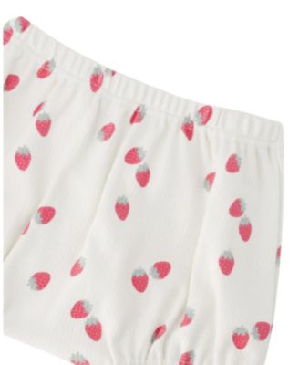 Girls' Cotton Rib Jersey Strawberries Printed Top and Short Set - Baby
