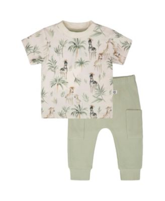 Boys' Organic Cotton Jersey T-Shirt and Cotton Rib Zebra Print Pants Set - Baby