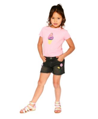 Girls' Candy and Lollipop Embroidery Denim Shorts - Little Kid