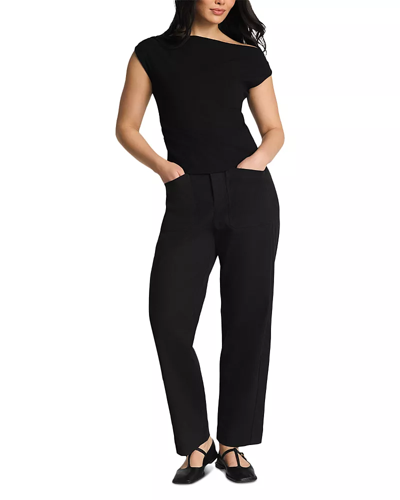 Spanx Ribbed Knit Off The Shoulder Ruched Top