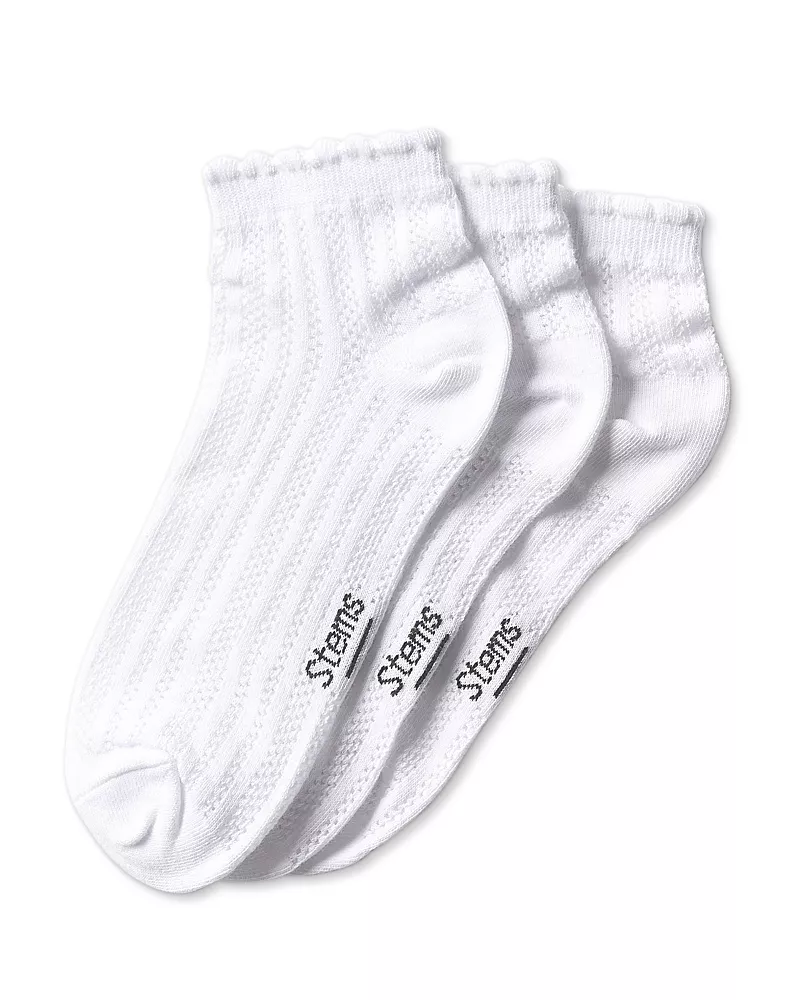 Stems Pointelle Ankle Socks, Pack of 3