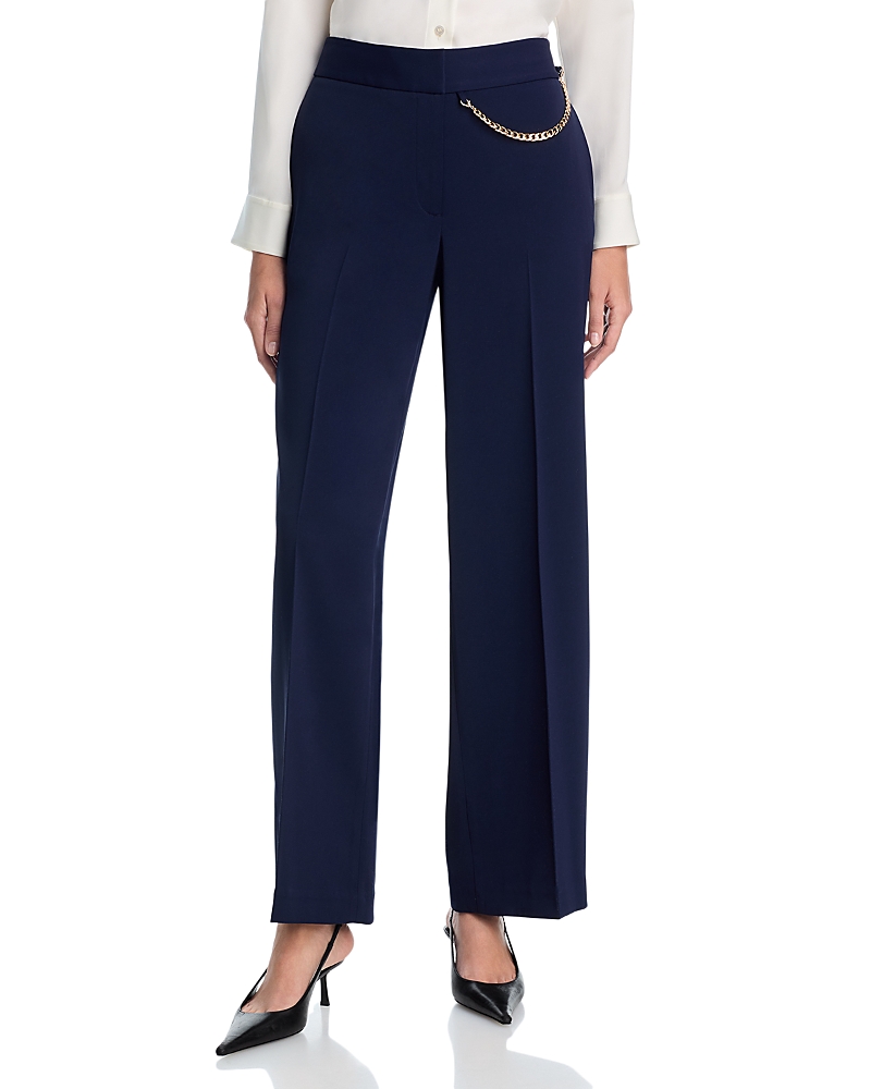 Elie Tahari The Sarah Chain Detail High Waist Straight Leg Pants