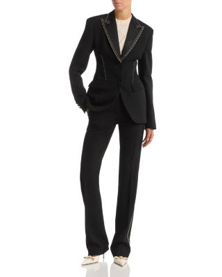 Studded Peak Lapel Wool Blazer