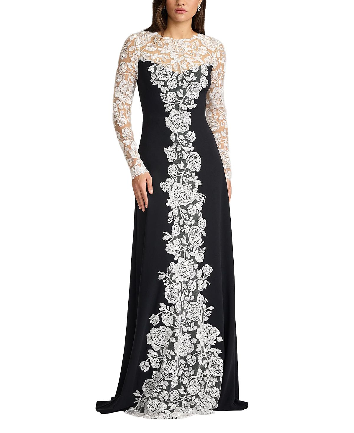 Tadashi Shoji Kalico Embroidered Illusion Gown