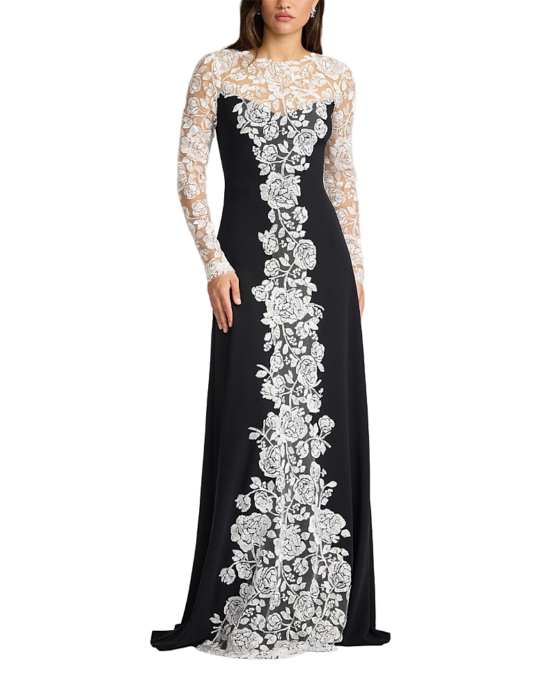 Tadashi Shoji Kalico Embroidered Illusion Gown